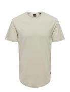 Onsmatt Longy Ss Tee Noos Tops T-shirts Short-sleeved Cream ONLY & SON...