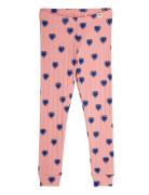 Outlined Hearts Aop Leggings Bottoms Leggings Pink Mini Rodini