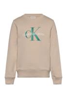 Ck Monogram Terry Cn Tops Sweat-shirts & Hoodies Sweat-shirts Beige Ca...