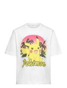 Nkffami Pokemon Ss Nreg Top Sky Tops T-shirts Short-sleeved White Name...