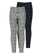 Nkfvivian 2P Aop Legging Bottoms Leggings Grey Name It