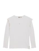 T-Shirt Ls Fancy Rib Tops T-shirts Long-sleeved T-shirts White Daily 7