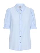 Cuasmine Ss Shirt Tops Blouses Short-sleeved Blue Culture