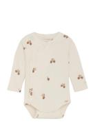 Wrap Body Ls Rib Bodies Long-sleeved Beige Fixoni