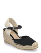 Robby Canvas & Jute Espadrille Sandal Med Hæl Espadrilles Black Lauren...