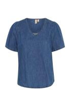 Culivie Arpa Ss Blouse Tops Blouses Short-sleeved Blue Culture