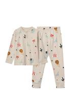 Wilhelm Printed Pyjamas Set Pyjamas Sett Beige Liewood