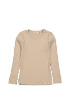 Plain Tee Ls Tops T-shirts Long-sleeved T-shirts Beige MarMar Copenhag...