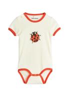 Ladybugs Sp Ss Body Bodies Short-sleeved Cream Mini Rodini