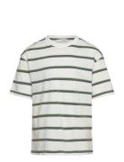 Striped Short-Sleeved T-Shirt Tops T-shirts Short-sleeved Green Mango