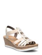 619B2-60 Sandal Med Hæl Espadrilles Beige Rieker