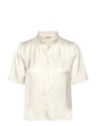 Topher Satin Tops Shirts Short-sleeved Cream Zadig & Voltaire