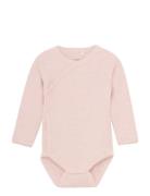 Wrap Body Ls Mélange Rib Bodies Long-sleeved Pink Fixoni