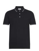 Polo Shirt With Contrast Piping Tops Polos Short-sleeved Black Lindber...