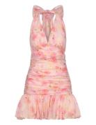 Mave Halter Neck Mini Dress Kort Kjole Pink Bardot