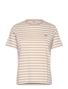 Reg Striped Shield Ss T-Shirt Tops T-shirts & Tops Short-sleeved Beige...