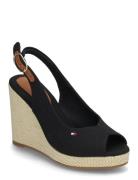 Flag High Wedge Espad Slingback Sko Wedge Black Tommy Hilfiger