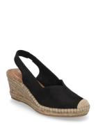 Women Sling Sandal Med Hæl Espadrilles Black Tamaris