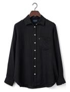 Classic Linen Shirt Tops Shirts Long-sleeved Black Lexington Clothing