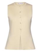 Fine-Knit Waistcoat With Buttons Vest Cream Mango