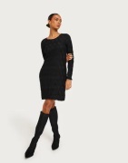 Pieces - Svart - Pclola Ls O-Neck Short Dress