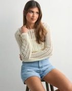 Pieces - Hvit - Pcsiri Ls Short Boatneck Knit Bc