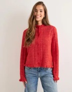 Pieces - Rød - Pcjasmijn Ls O-Neck Knit Caridgan B