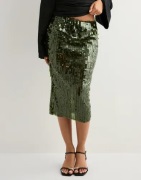 Nelly - Grønn - Sequin Mesh Midi Skirt