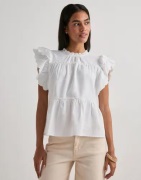 Vero Moda - Hvit - Vmisolde Sl O-Neck Frill Top Wvn Ex