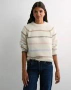 Pieces - Hvit - Pcnelia Ls O-Neck Knit Noos Bc