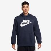 Nike Hettegenser Club Pullover Fleece - Obsidian/Hvit